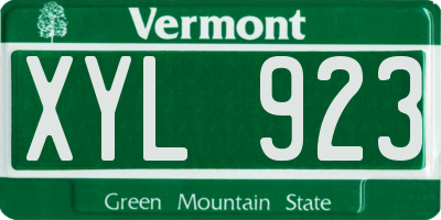 VT license plate XYL923