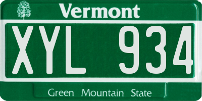 VT license plate XYL934