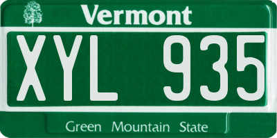 VT license plate XYL935