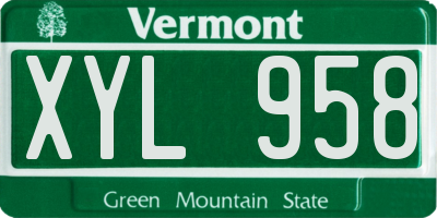 VT license plate XYL958