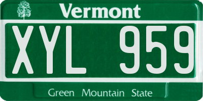 VT license plate XYL959