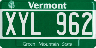 VT license plate XYL962