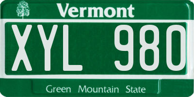 VT license plate XYL980