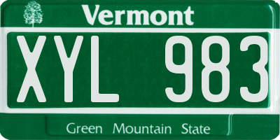 VT license plate XYL983