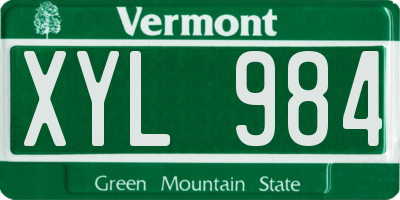 VT license plate XYL984
