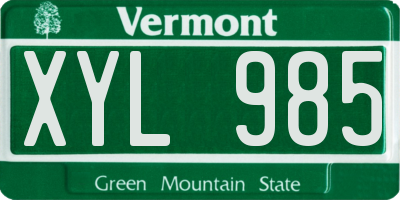 VT license plate XYL985
