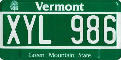 VT license plate XYL986
