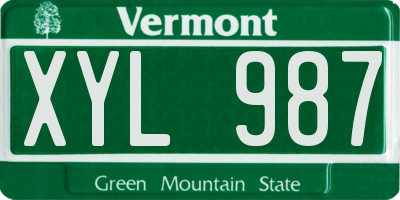 VT license plate XYL987