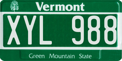VT license plate XYL988