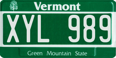 VT license plate XYL989