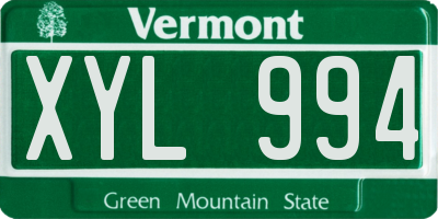 VT license plate XYL994