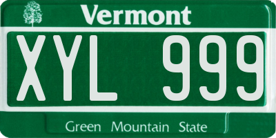 VT license plate XYL999