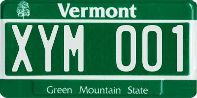 VT license plate XYM001