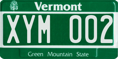 VT license plate XYM002