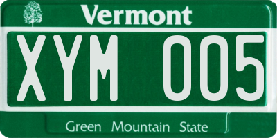 VT license plate XYM005