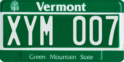 VT license plate XYM007