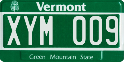 VT license plate XYM009