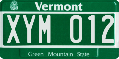 VT license plate XYM012