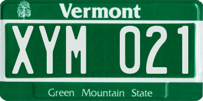 VT license plate XYM021