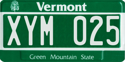 VT license plate XYM025