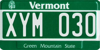 VT license plate XYM030
