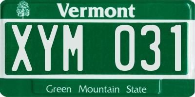 VT license plate XYM031
