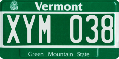 VT license plate XYM038