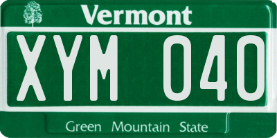VT license plate XYM040