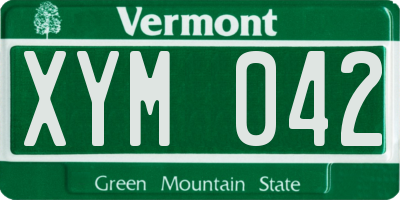 VT license plate XYM042