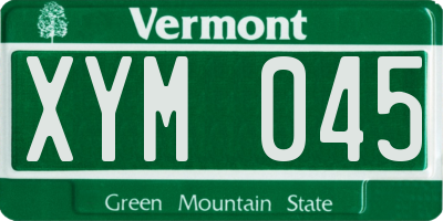VT license plate XYM045