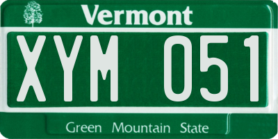 VT license plate XYM051