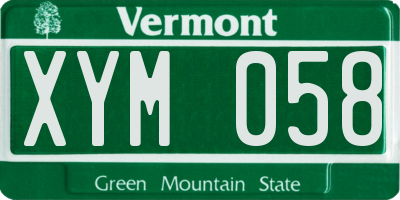 VT license plate XYM058