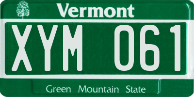 VT license plate XYM061