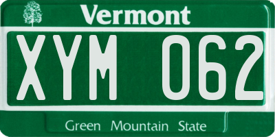 VT license plate XYM062