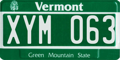 VT license plate XYM063