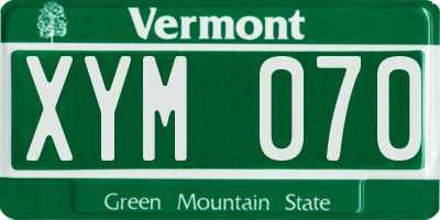 VT license plate XYM070