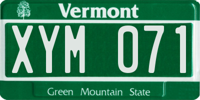 VT license plate XYM071