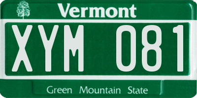 VT license plate XYM081