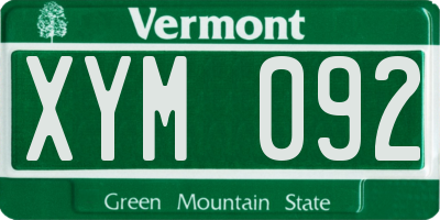 VT license plate XYM092