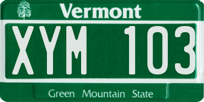 VT license plate XYM103