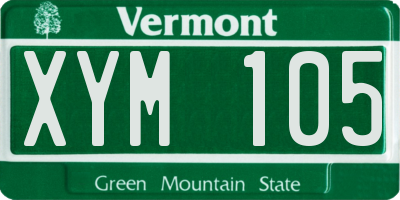 VT license plate XYM105