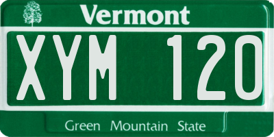 VT license plate XYM120
