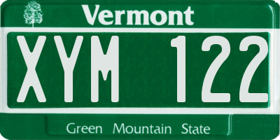 VT license plate XYM122