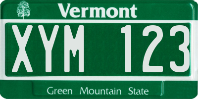 VT license plate XYM123