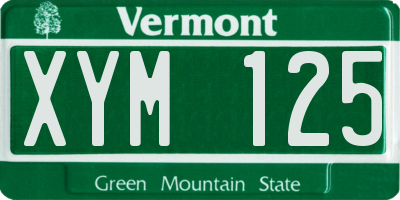 VT license plate XYM125