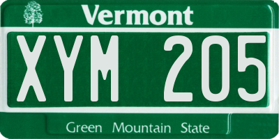 VT license plate XYM205