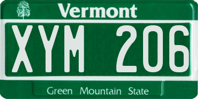 VT license plate XYM206