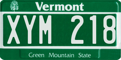 VT license plate XYM218