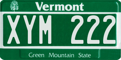 VT license plate XYM222
