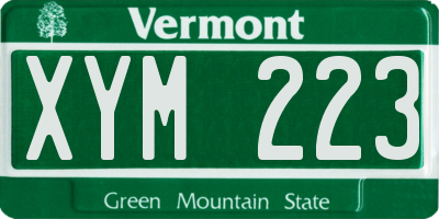 VT license plate XYM223